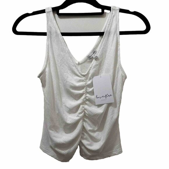 Love, Fire Tops - 2/$30 Love Fire Crop Tank Top Womens M White Ruched Clean Girl Beach Boho NWT